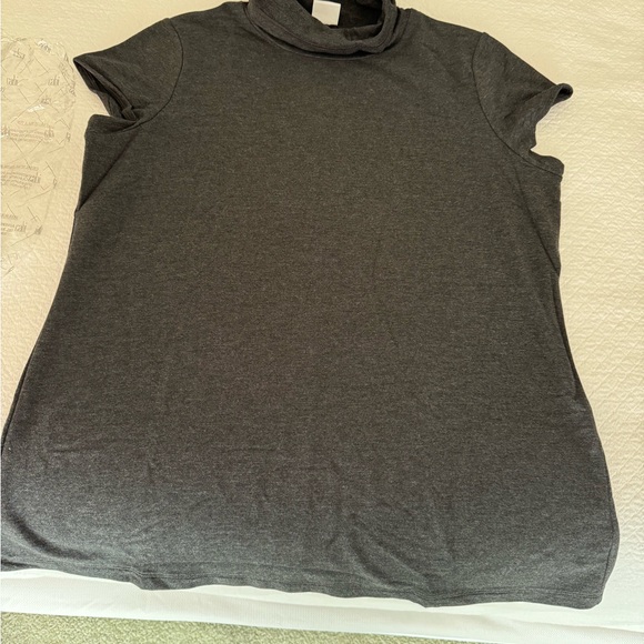 CABI short sleeve A-line grey turtleneck top size L - Picture 3 of 8